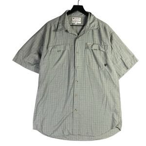 Columbia VTG‎ Men's L Green Plaid Short Sleeve Button-Up Shirt Casual